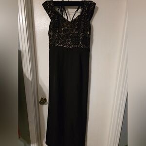 Francesca's Collections Black Lace Bodice Wide-Leg Jumpsuit